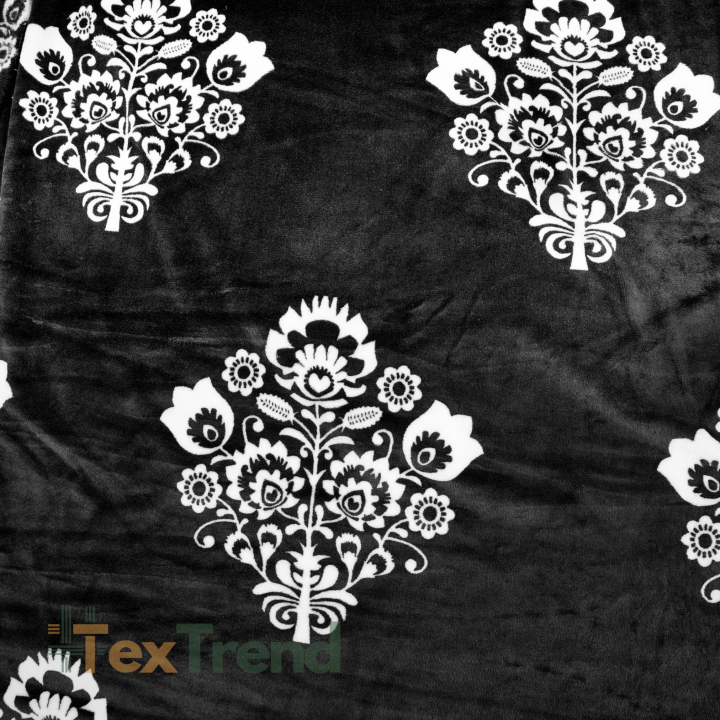 Polar plus wzór łowicki biały na czarnym tle