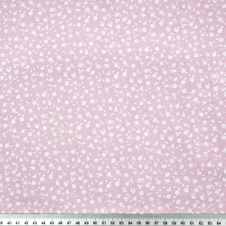 Bawełna 100% łączka MINI z kropeczkami biała na brudno różowym tle