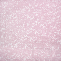 Bawełna 100% łączka MINI z kropeczkami biała na brudno różowym tle