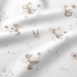 Bawełna 100% myszki z dmuchawcem na białym tle