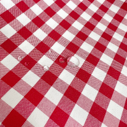 Tkanina obrusowa plamoodporna i wodoodporna - kratka vichy czerwona