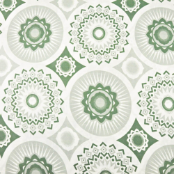 Baumwolle 100% Mandala-Muster salbeigrün auf weißem Hintergrund  