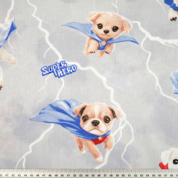 Bawełna 100% super pieski na szarym tle