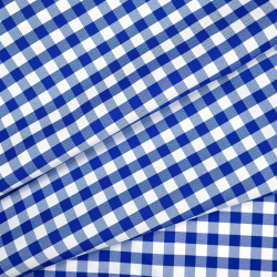 Tkanina obrusowa plamoodporna i wodoodporna - kratka vichy niebieska