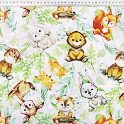 Baumwolle 100% Tiere lächelnder Bär mit Rentier  