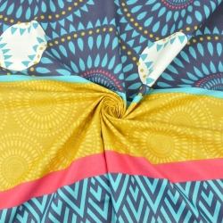 Baumwolle 100% Mandala-Muster gestreift auf dunkelblauem Hintergrund  