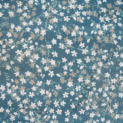 Bawełna 100% kwiatuszki białe na jeansowym tle - 220 cm