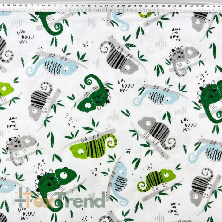 Flanell Chamäleons grün-blau  