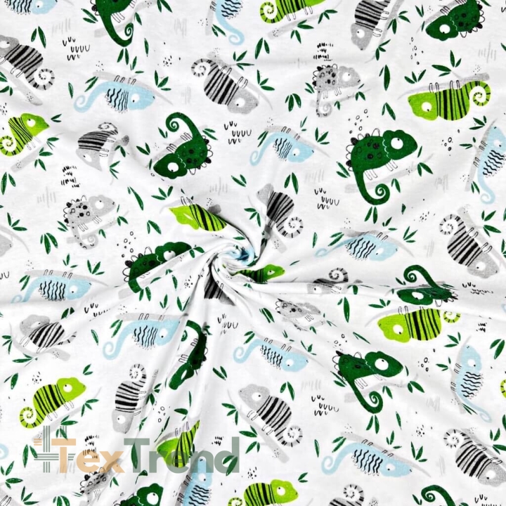 Flanell Chamäleons grün-blau  