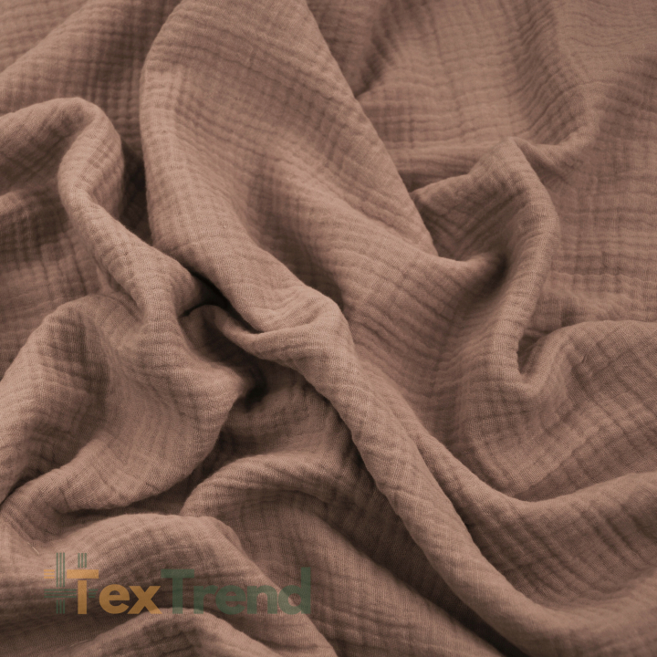 Muślin double gauze brąz mokka (Mocha Mouse)