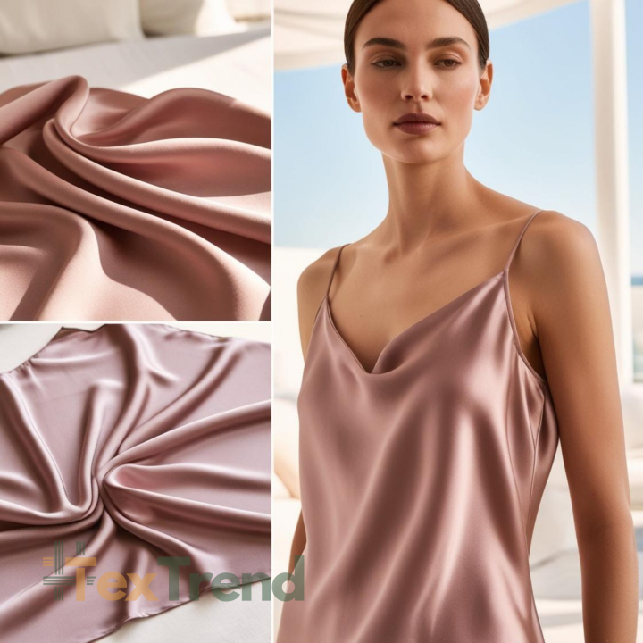 Armani Satin Stoff / Kunstseide - hell schmutzig rosa 19