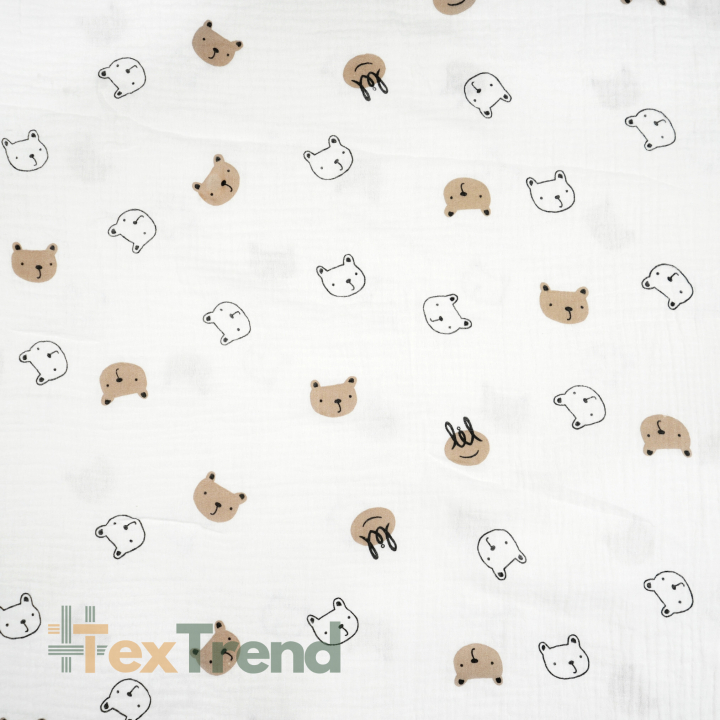 Doppel-Gaze mit gedruckten Bärenkopf-Konturen