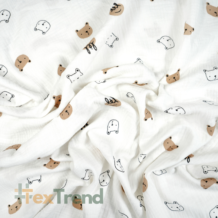 Doppel-Gaze mit gedruckten Bärenkopf-Konturen