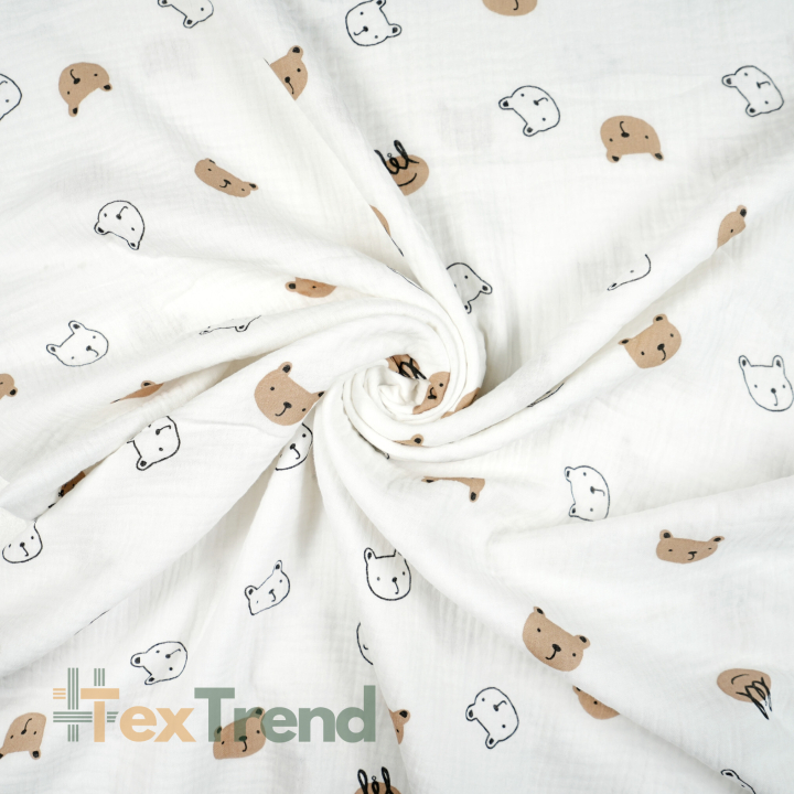 Doppel-Gaze mit gedruckten Bärenkopf-Konturen