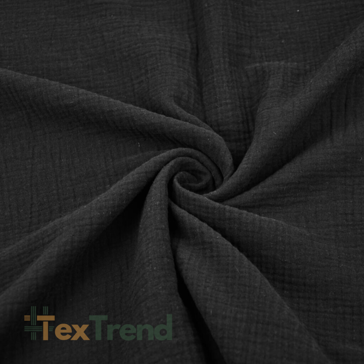 Musselin Double Gauze schwarz (Schwarz)  