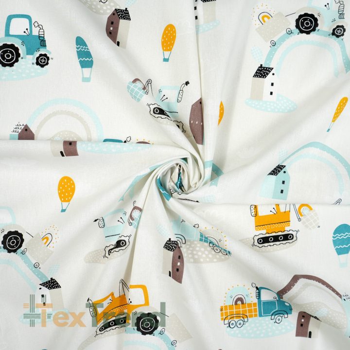 100% Baumwolle Bagger mit mint-gelben Regenbogen auf hellgrauem Hintergrund