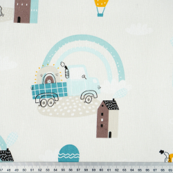 100% Baumwolle Bagger mit mint-gelben Regenbogen auf hellgrauem Hintergrund