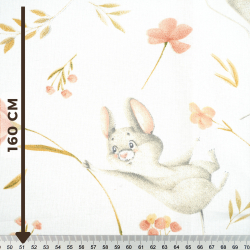 100% Baumwolle Feldmäuse mit Blumen auf weißem Hintergrund