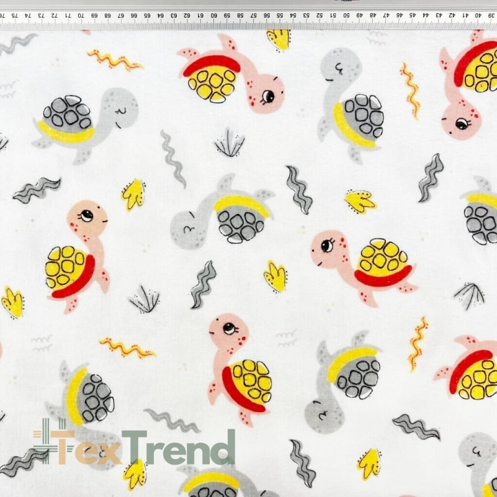 Flanell Schildkröten aprikosen-grau  