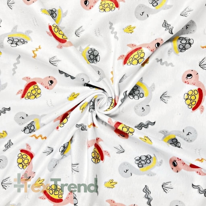 Flanell Schildkröten aprikosen-grau  