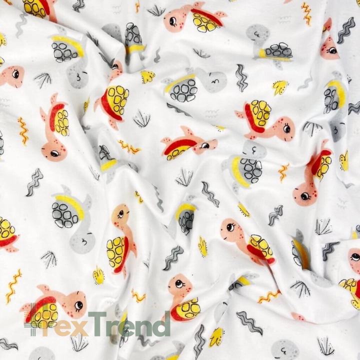 Flanell Schildkröten aprikosen-grau  