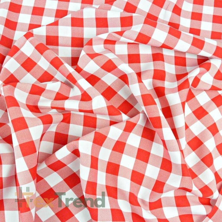 Tischdeckenstoff fleckenabweisend - große rote Vichy-Karos  