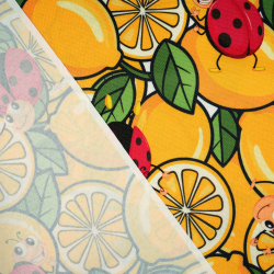 Wasserabweisender Codura-Stoff - Zitronen und Marienkäfer