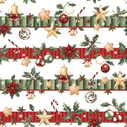 100% Baumwolle mit Weihnachtsstreifen auf weißem Hintergrund