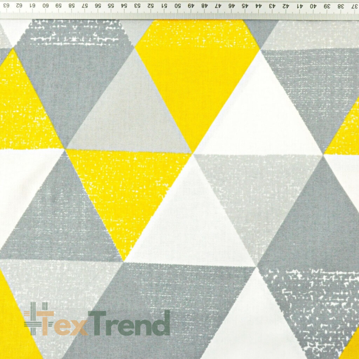 100% Baumwolle große gemusterte Dreiecke grau-dunkelgelb  