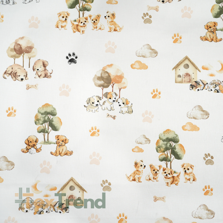 100% Baumwolle Welpen auf weißem Hintergrund