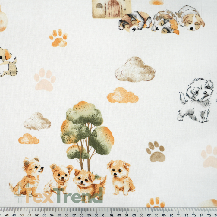 100% Baumwolle Welpen auf weißem Hintergrund