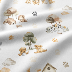 100% Baumwolle Welpen auf weißem Hintergrund