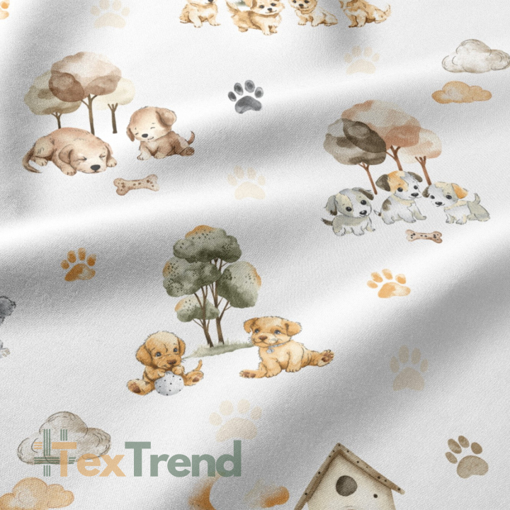 100% Baumwolle Welpen auf weißem Hintergrund