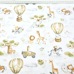 Baumwolle 100% afrikanische Tiere oliv-beige in Luftballons  