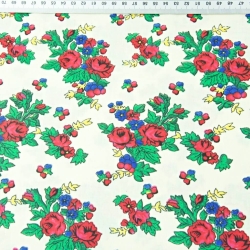 Baumwolle 100% Krakauer Muster auf ecrufarbenem Hintergrund  