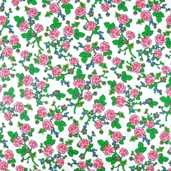 Baumwolle 100% Krakauer Muster Rosen auf weißem Hintergrund  