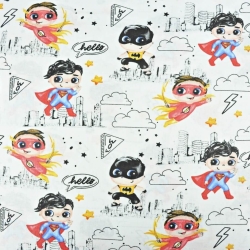 Baumwolle 100% Superhelden, Liga der Gerechtigkeit auf weißem Hintergrund  