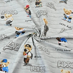 100% Baumwolle coole Bären auf grauem Ziegelhintergrund  