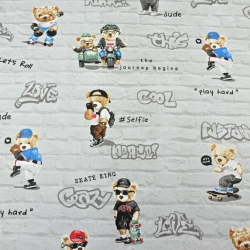 100% Baumwolle coole Bären auf grauem Ziegelhintergrund  