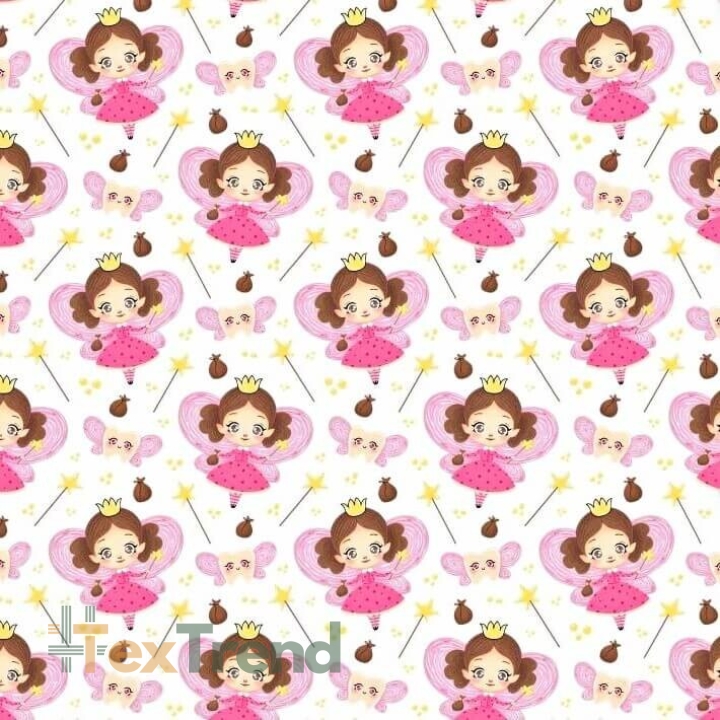 100% Baumwolle Zahnfee rosa auf weißem Hintergrund  