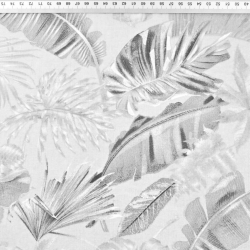 Baumwolle 100% grau-graue Blätter auf grauem Hintergrund  