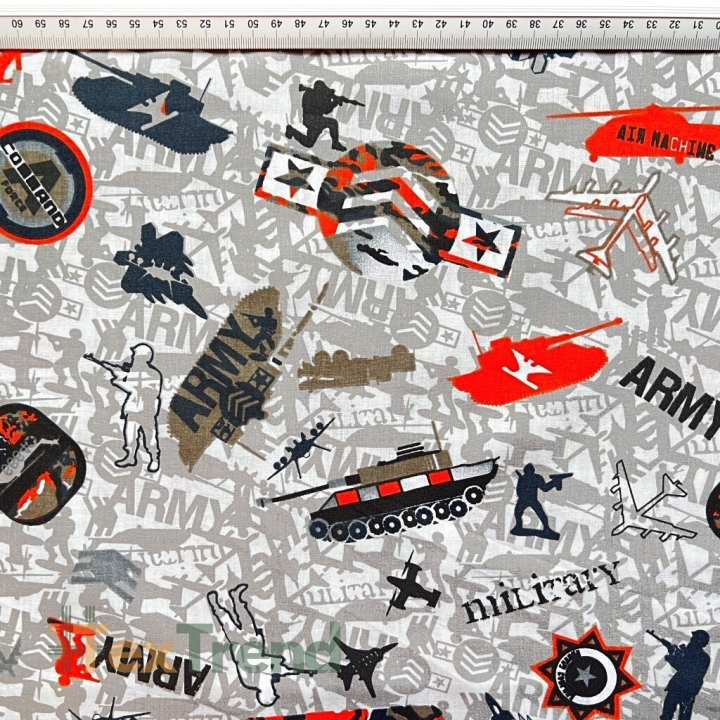 Baumwolle 100% militärisches Muster grün-orange-grau  