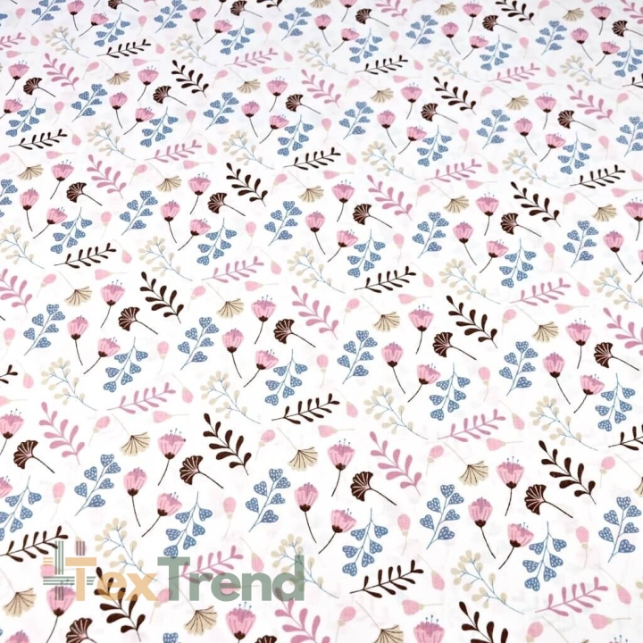 Baumwolle 100% Ginkgo Mini rosa auf weißem Hintergrund  