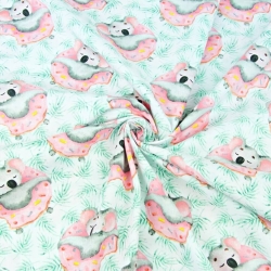 Baumwolle 100% Koala-Bären in rosa Donuts  