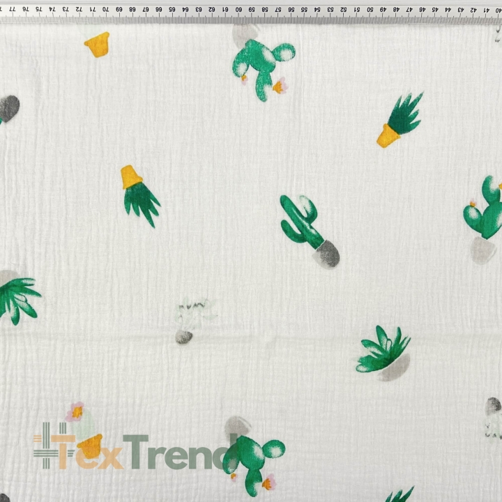 Musselin Double Gauze bedruckt mit Kakteen  