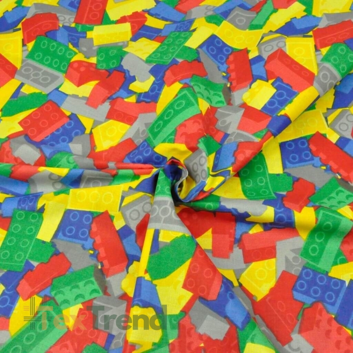 Baumwolle 100% bunte Bausteine  