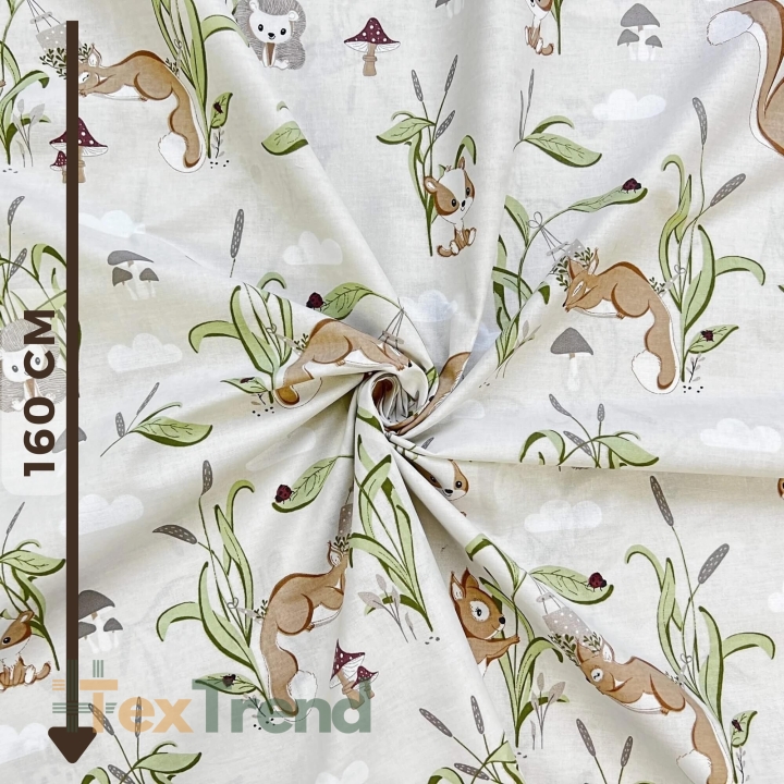 Baumwolle 100% Eichhörnchen auf der Hängematte auf hellbeigem Hintergrund  