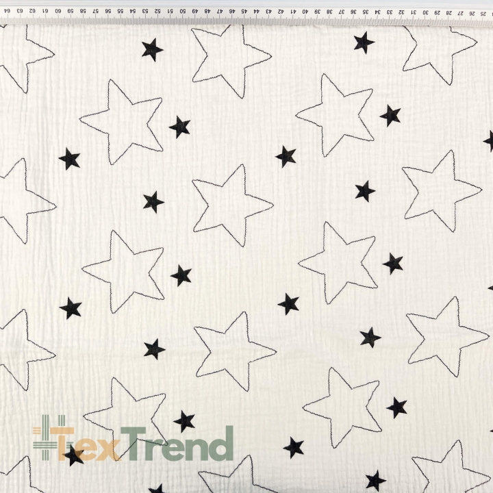 Musselin Double Gauze bedruckt mit Sternchenumrissen  
