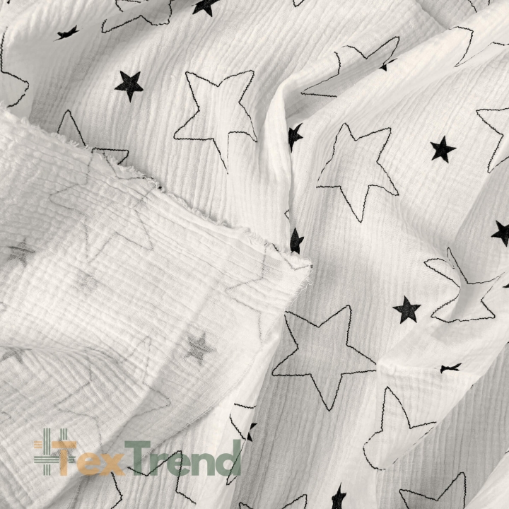 Musselin Double Gauze bedruckt mit Sternchenumrissen  