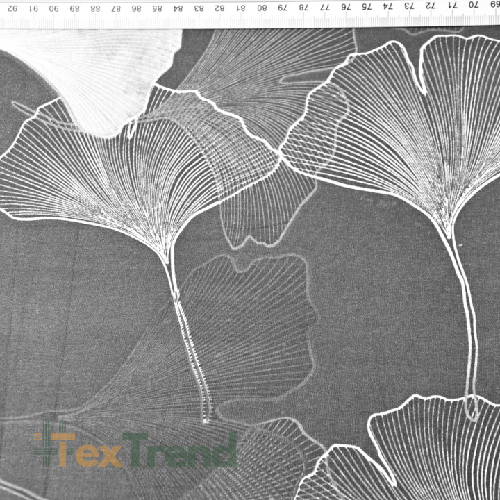 Baumwolle 100% Ginkgo-Blätter auf dunkelgrauem Hintergrund  